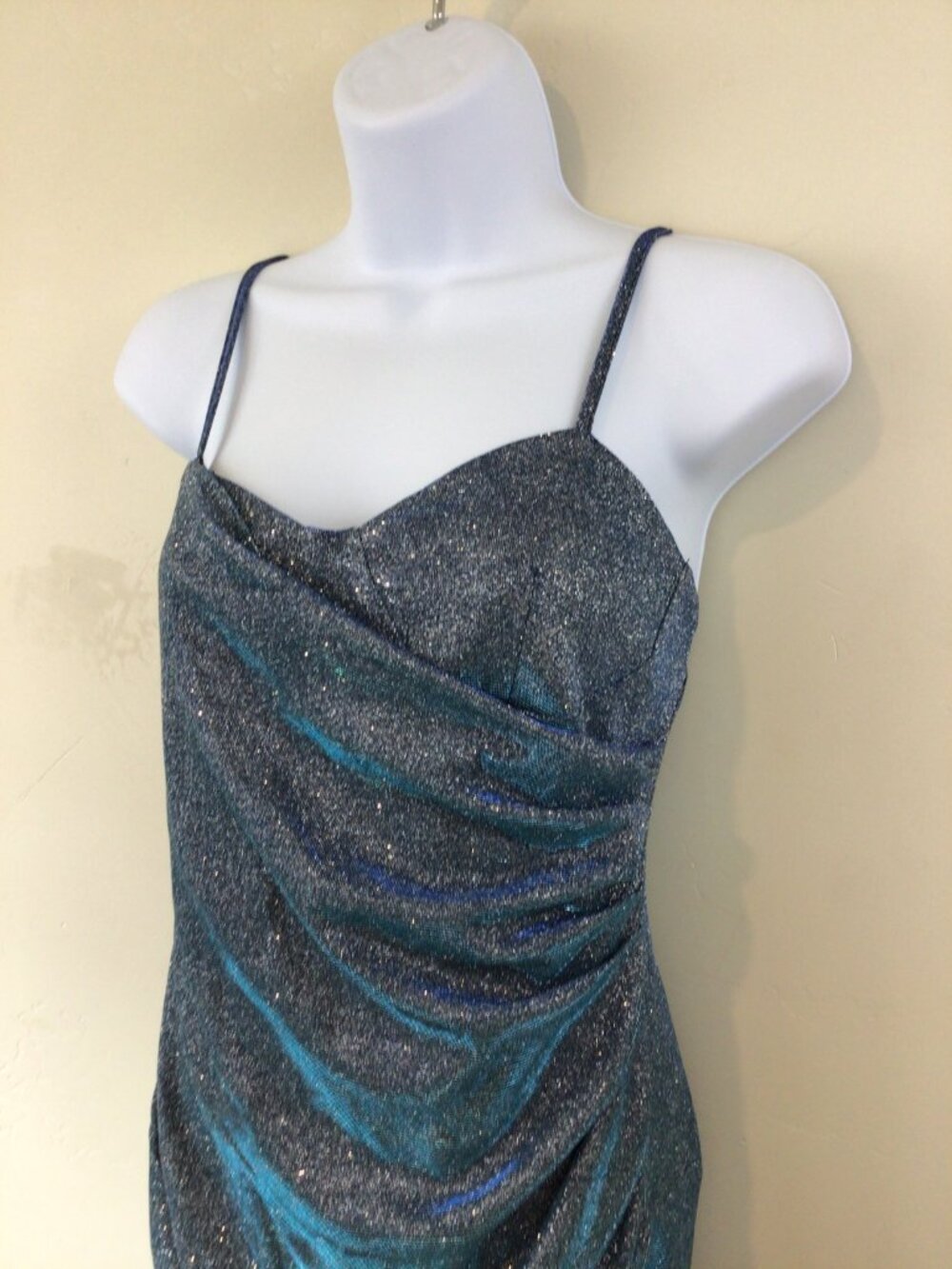 NWT Cider Blue Sparkly Adjustable Strap Formal Dress - Picture 2 of 8